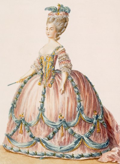 Robe de dame pour la cour royale, gravée par Deny, de 